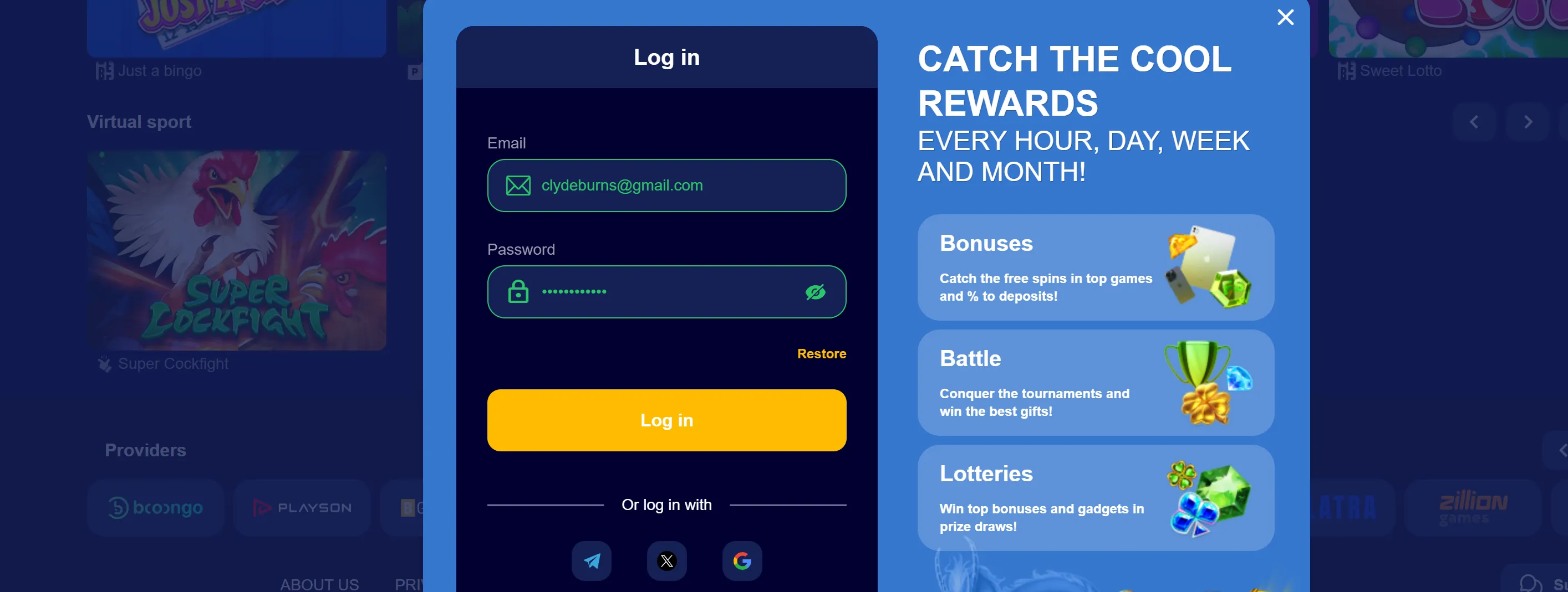 Verywell Casino login page